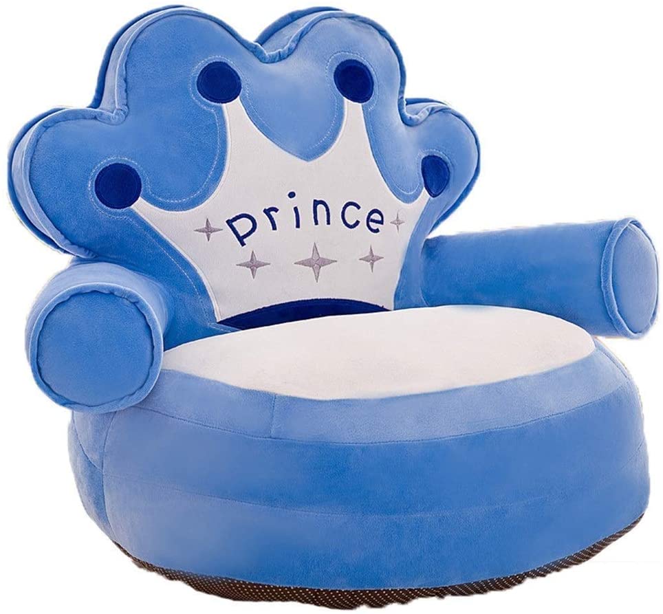 Sillón Puff Para Bebé Niña Decoración Corona Principe Azul Fuerte.