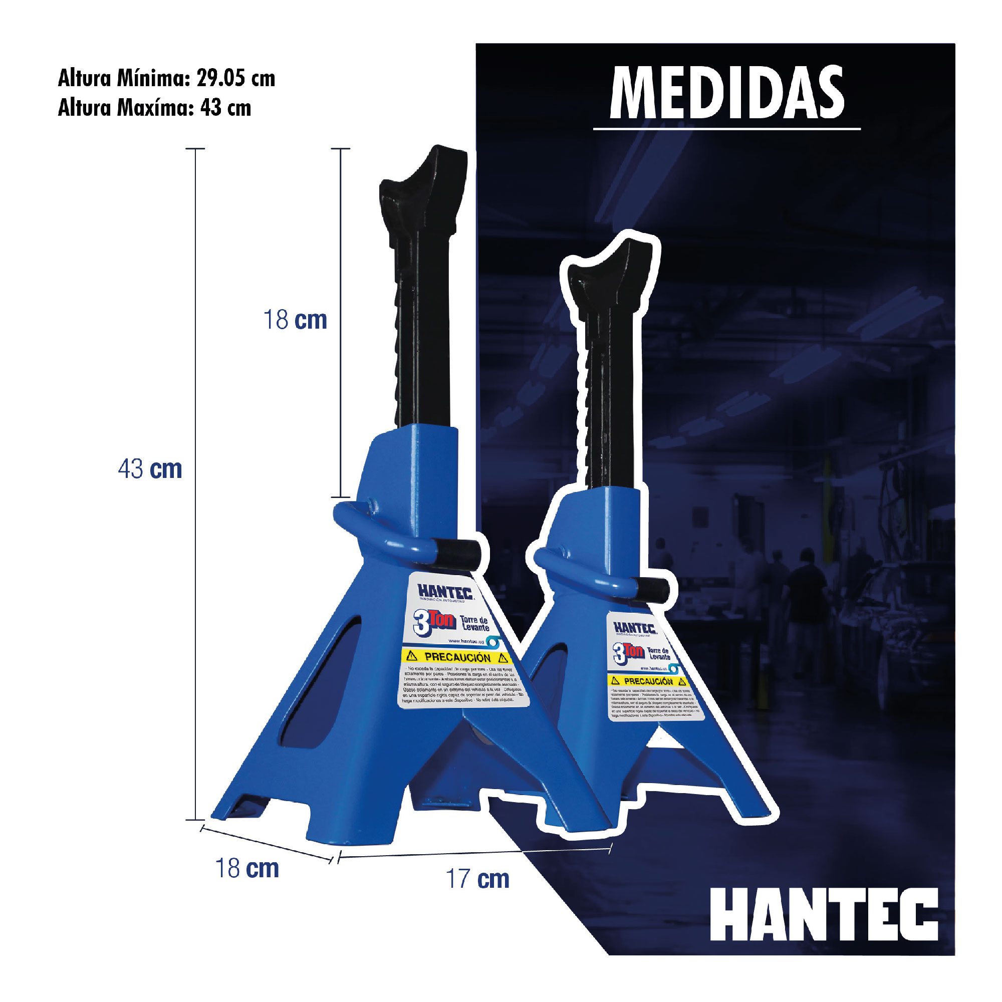 Torres para Auto Hantec de 3 toneladas azul