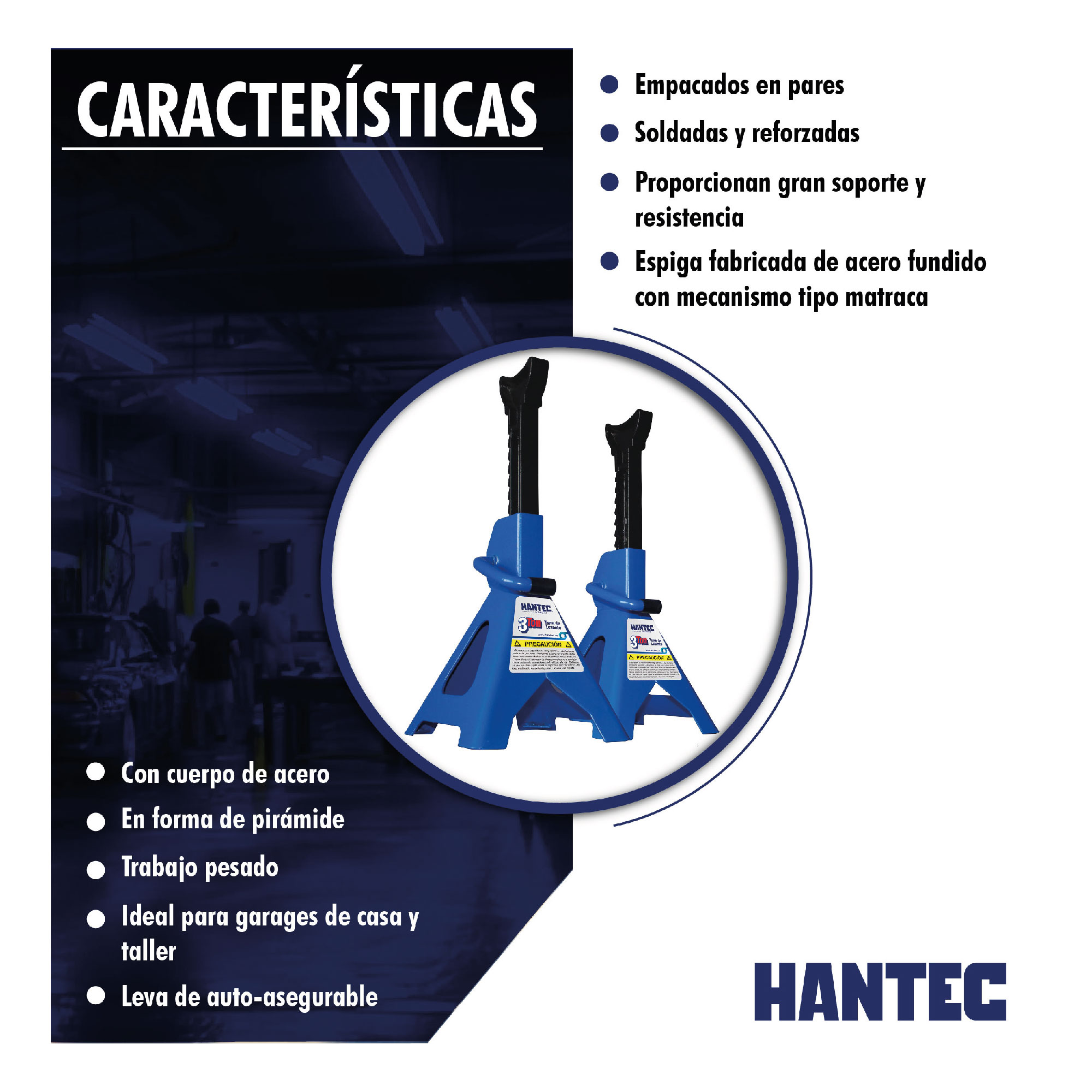Torres para Auto Hantec de 3 toneladas azul
