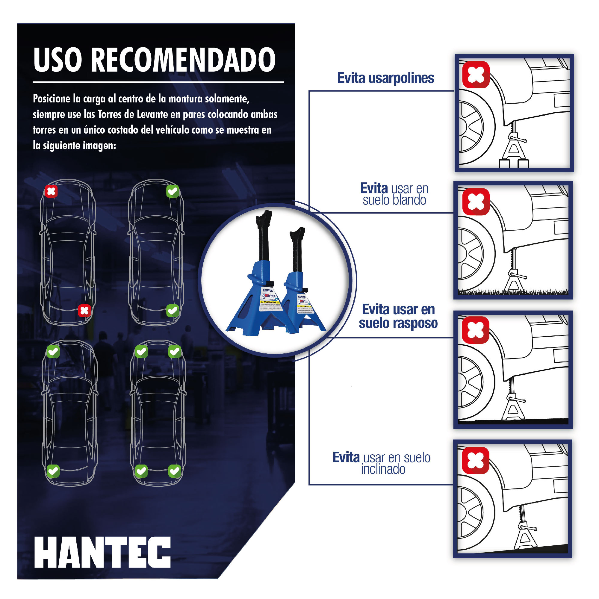 Torres para Auto Hantec de 3 toneladas azul