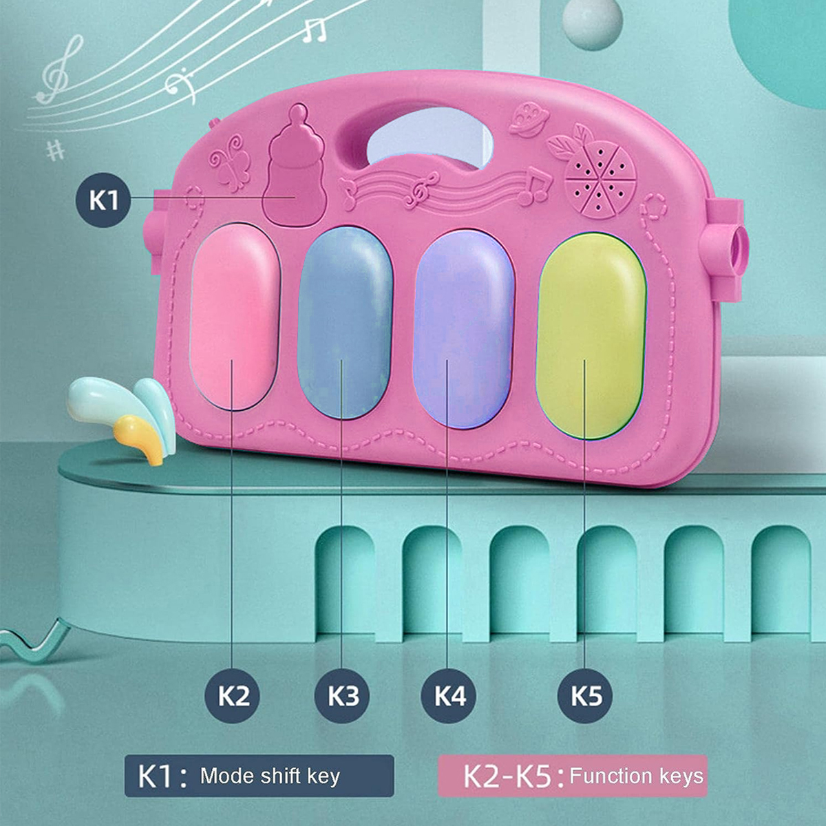 Gimnasio para Bebe Fitness Play Piano 804-A Jirafa Rosa