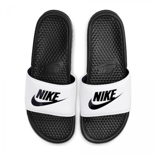 Sandalias Nike Benassi Blanco Con Negro De Caballero 343880-100
