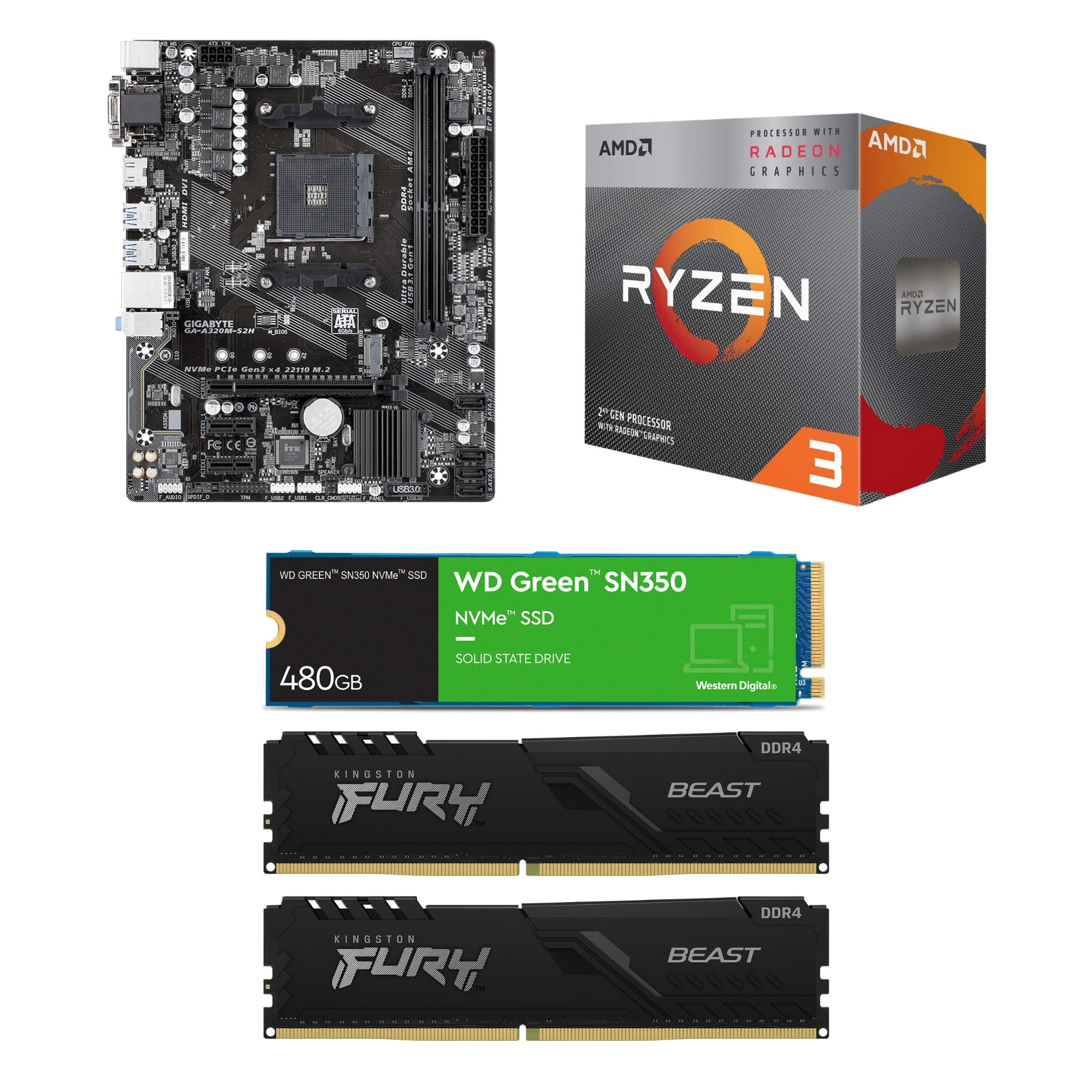 Ocelot PC Hanami AMD Ryzen 3 3200G, 16 GB DDR4, 480 GB SSD NVMe, Windows 10