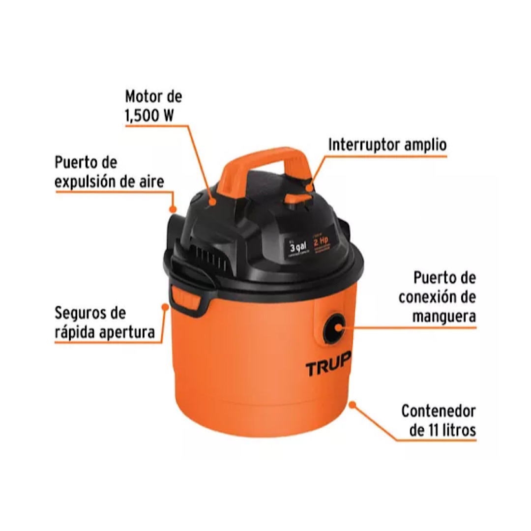 Aspiradora Seco-mojado 3 Gal Truper Asp-03 127 V