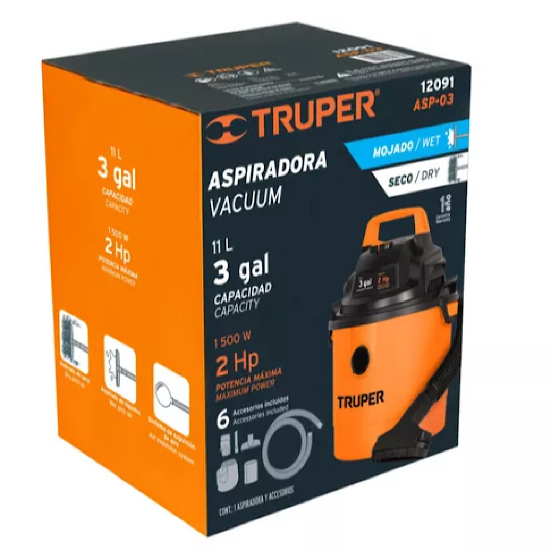Aspiradora Seco-mojado 3 Gal Truper Asp-03 127 V