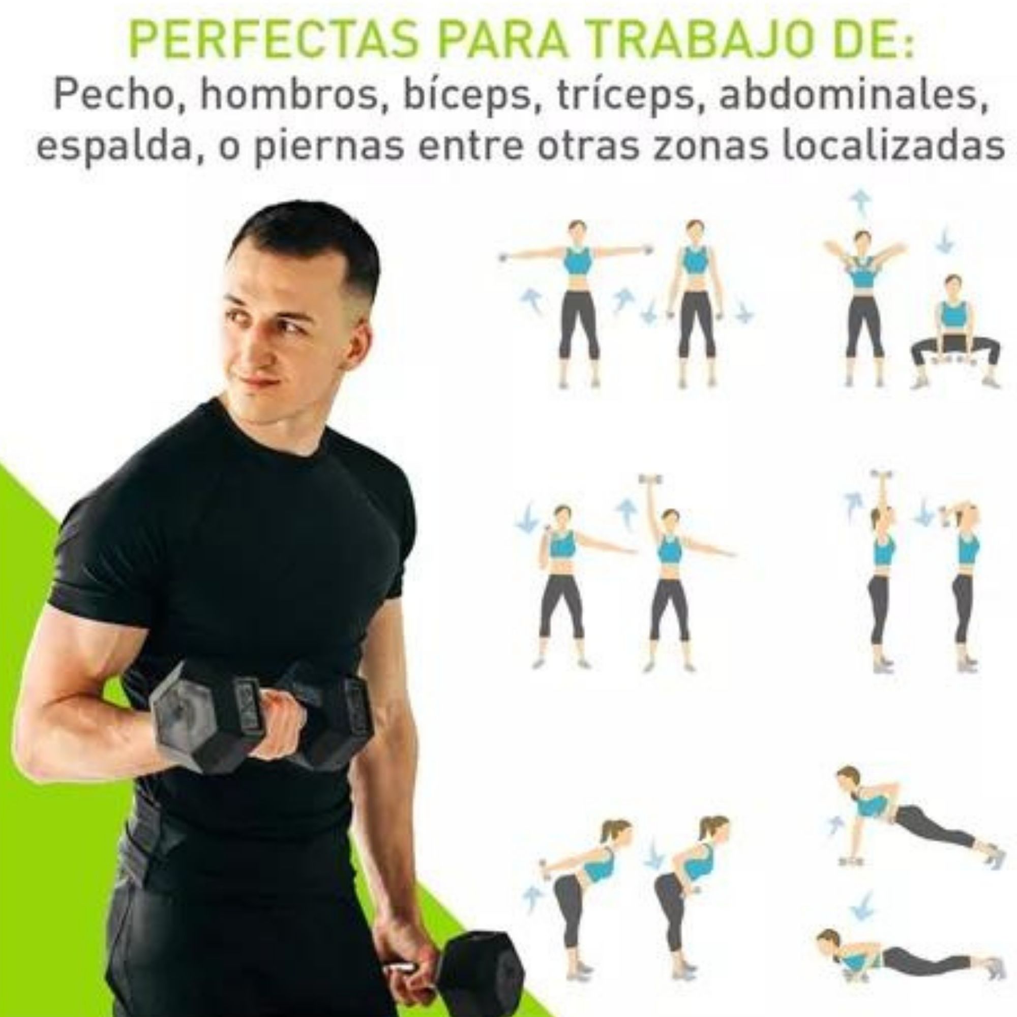 Mancuerna Hexagonal 20 Lb Bodyfit Recubierta De Hule