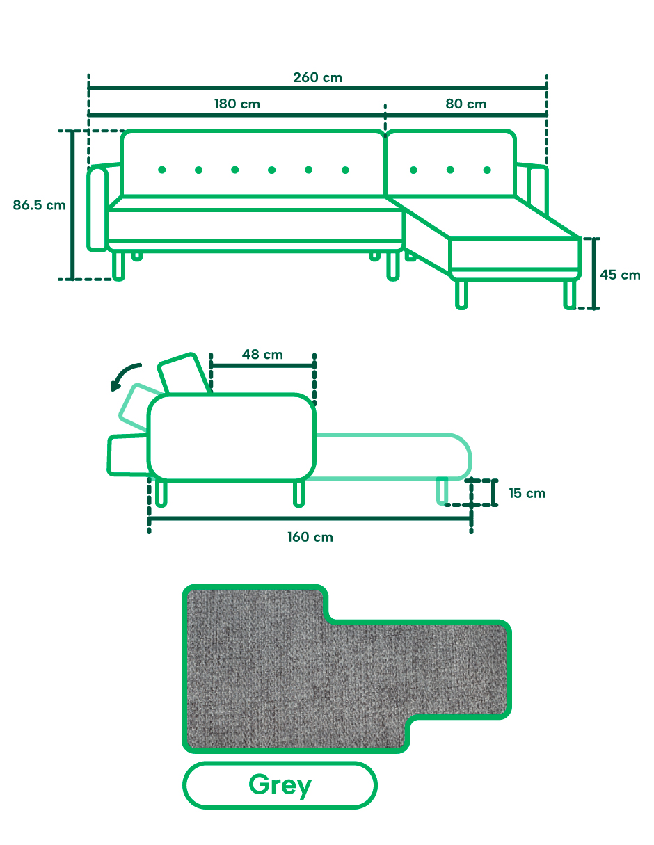 Sala modular Makora Bardo Gris Claro con Tecnología Beehive Airflex Foam