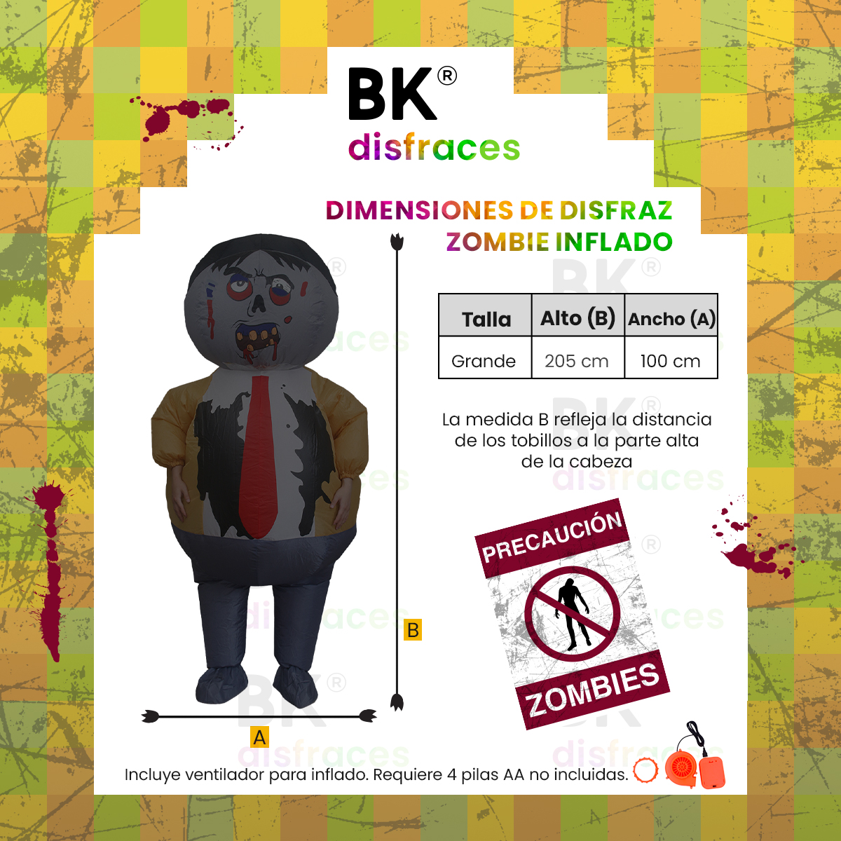 Disfraz inflable zombi zombie monstruo halloween toda ocasión