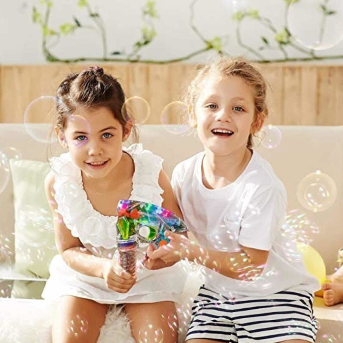 Pistola De Burbujas Con Luz Automática Baterías Juguete