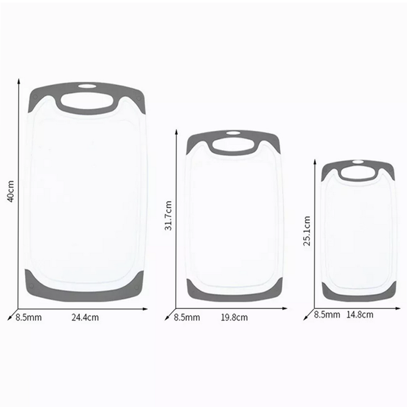 Set De 3 Tablas De Cocina Plástico Para Picar Cortar Con Asa