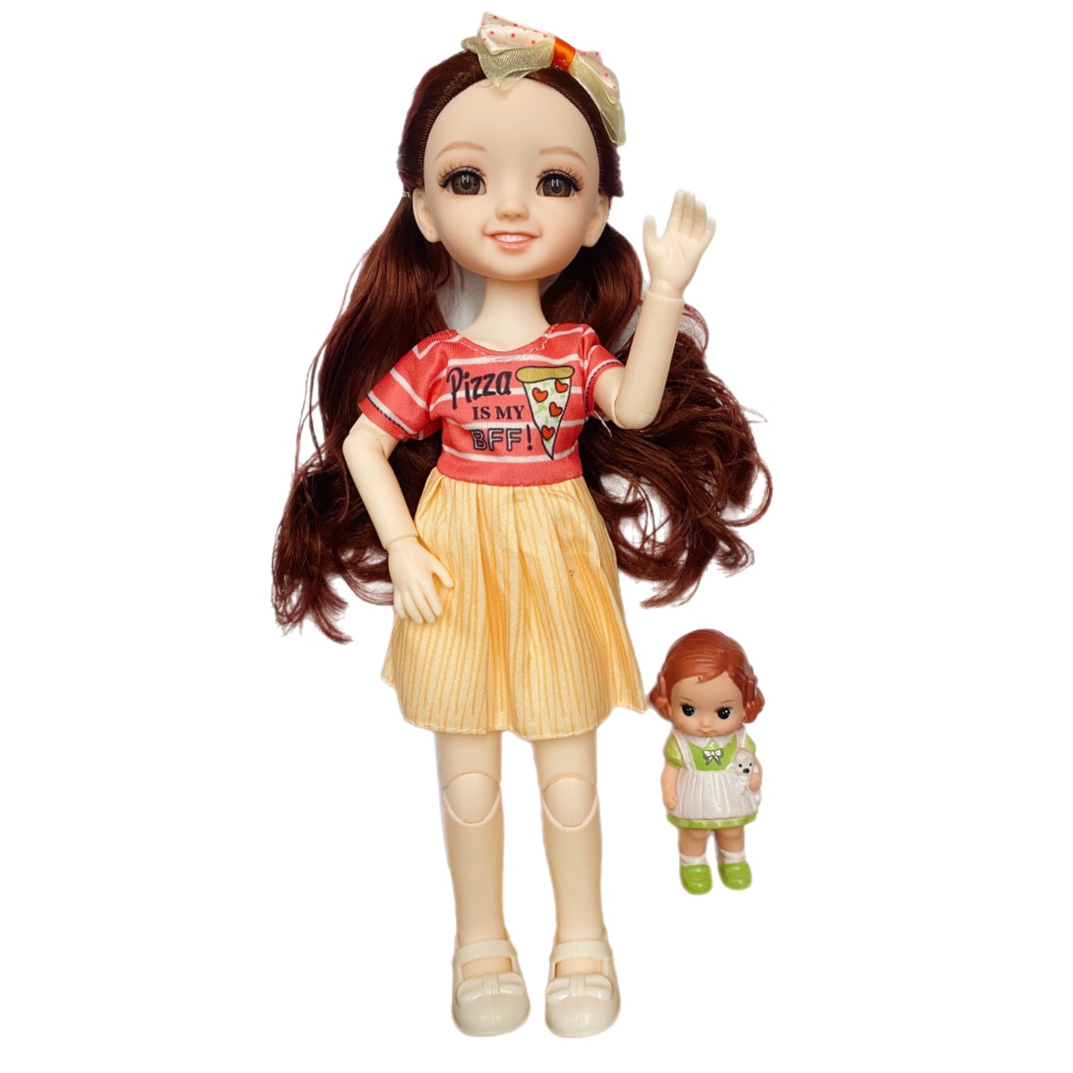 Muñeca Articulada Con Vestido Y Muñequita Juguete 2en1