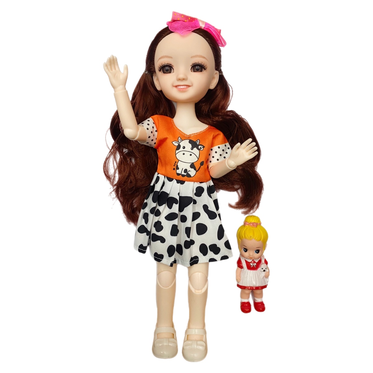 Muñeca Articulada Con Vestido Y Muñequita Juguete 2en1