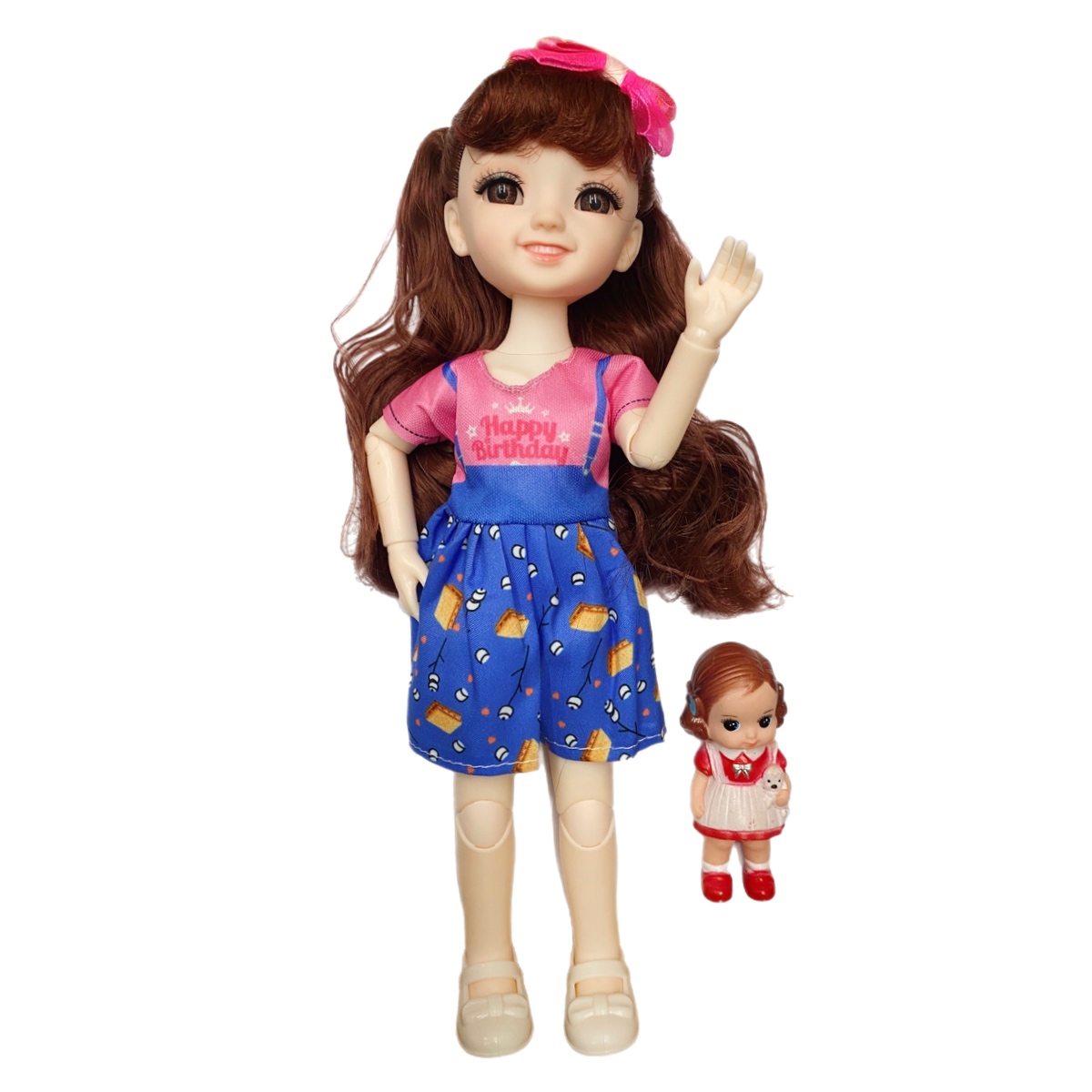 Muñeca Articulada Con Vestido Y Muñequita Juguete 2en1