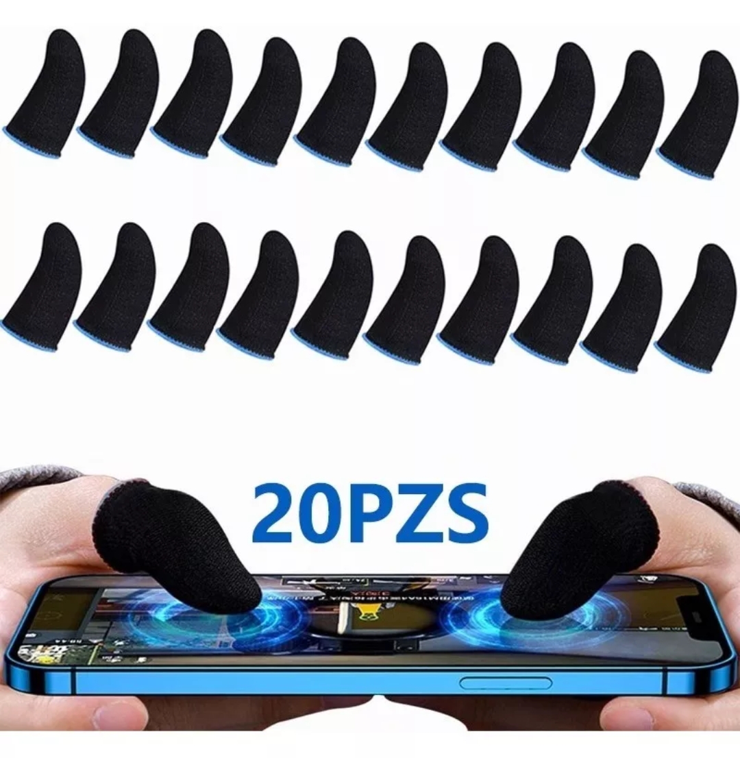 20 Pzs Dedales Dedos Fundas Gamer Touch Guantesitos Azul