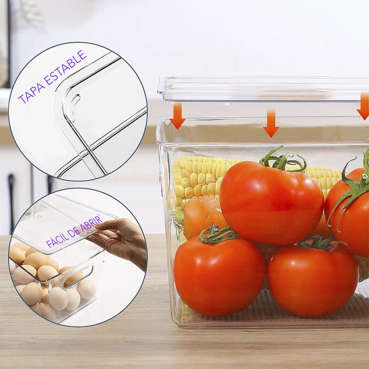 8 Organizadores para almacenamiento de alimentos para refrigerador con tapa, libres de BPA ideales para refrigerador, alacena, despensas, armarios y encimeras..