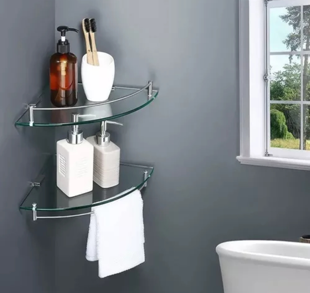 Repisas Esquineras De Vidrio, Baño Accesorios Organizador Esquineras Vidrio Estante 4 Uds