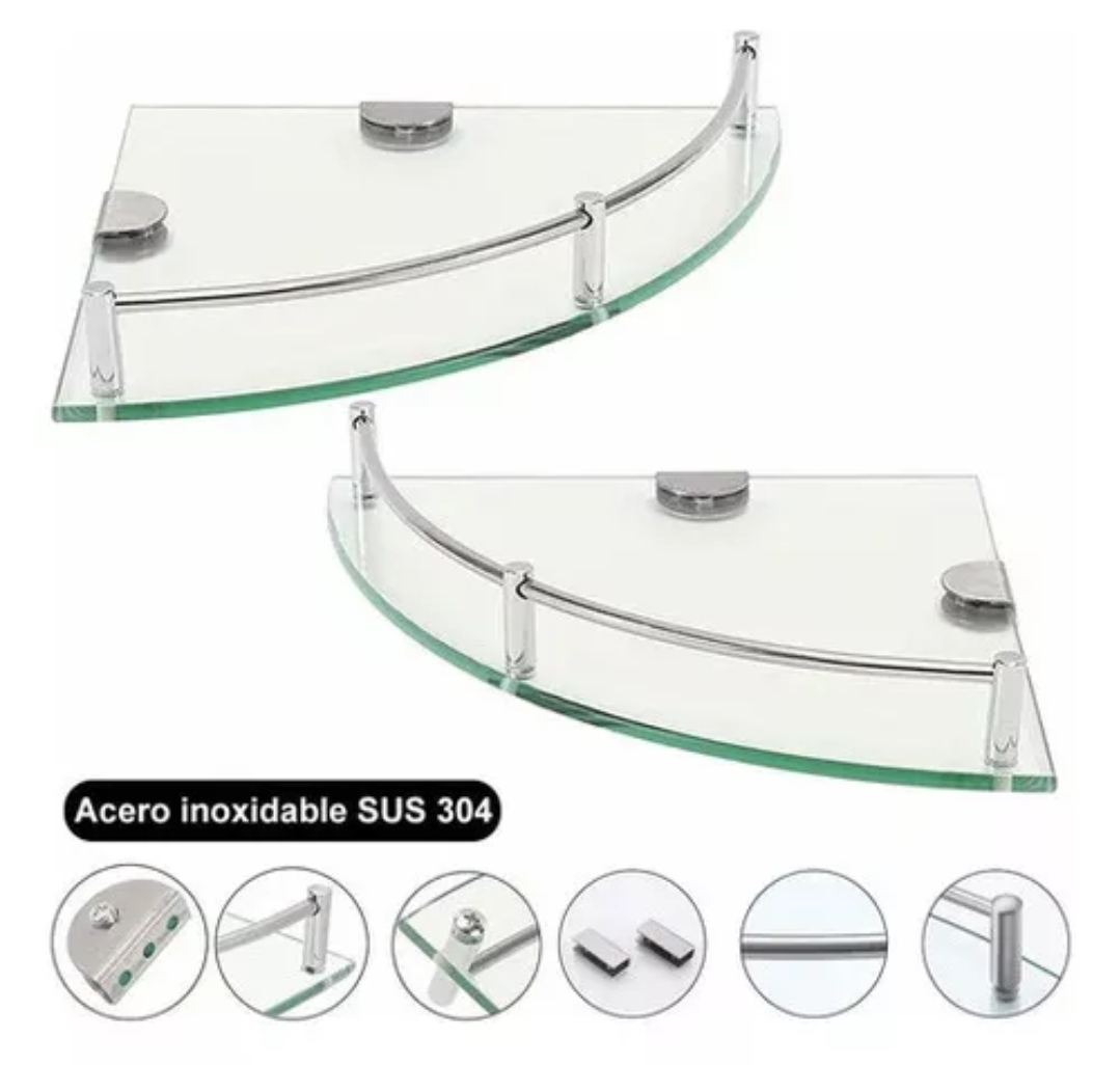 Repisas Esquineras De Vidrio, Baño Accesorios Organizador Esquineras Vidrio Estante 4 Uds