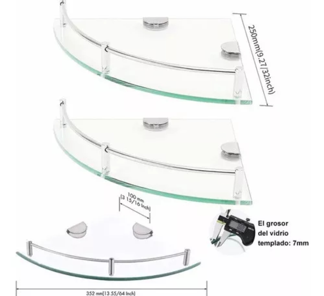 Repisas Esquineras De Vidrio, Baño Accesorios Organizador Esquineras Vidrio Estante 4 Uds
