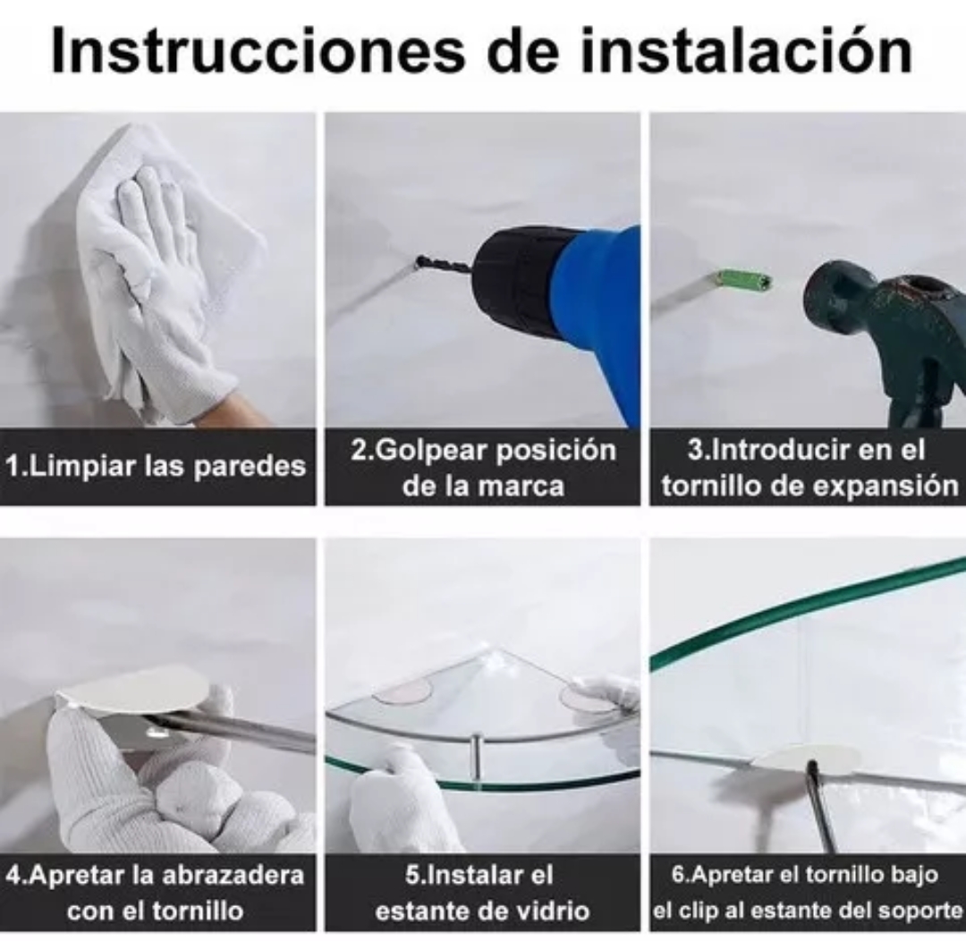 Repisas Esquineras De Vidrio, Baño Accesorios Organizador Esquineras Vidrio Estante 4 Uds