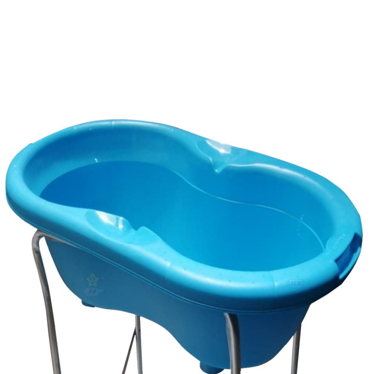 Bañera para bebé Galzerano con soporte y cojín de baño, color bola azul