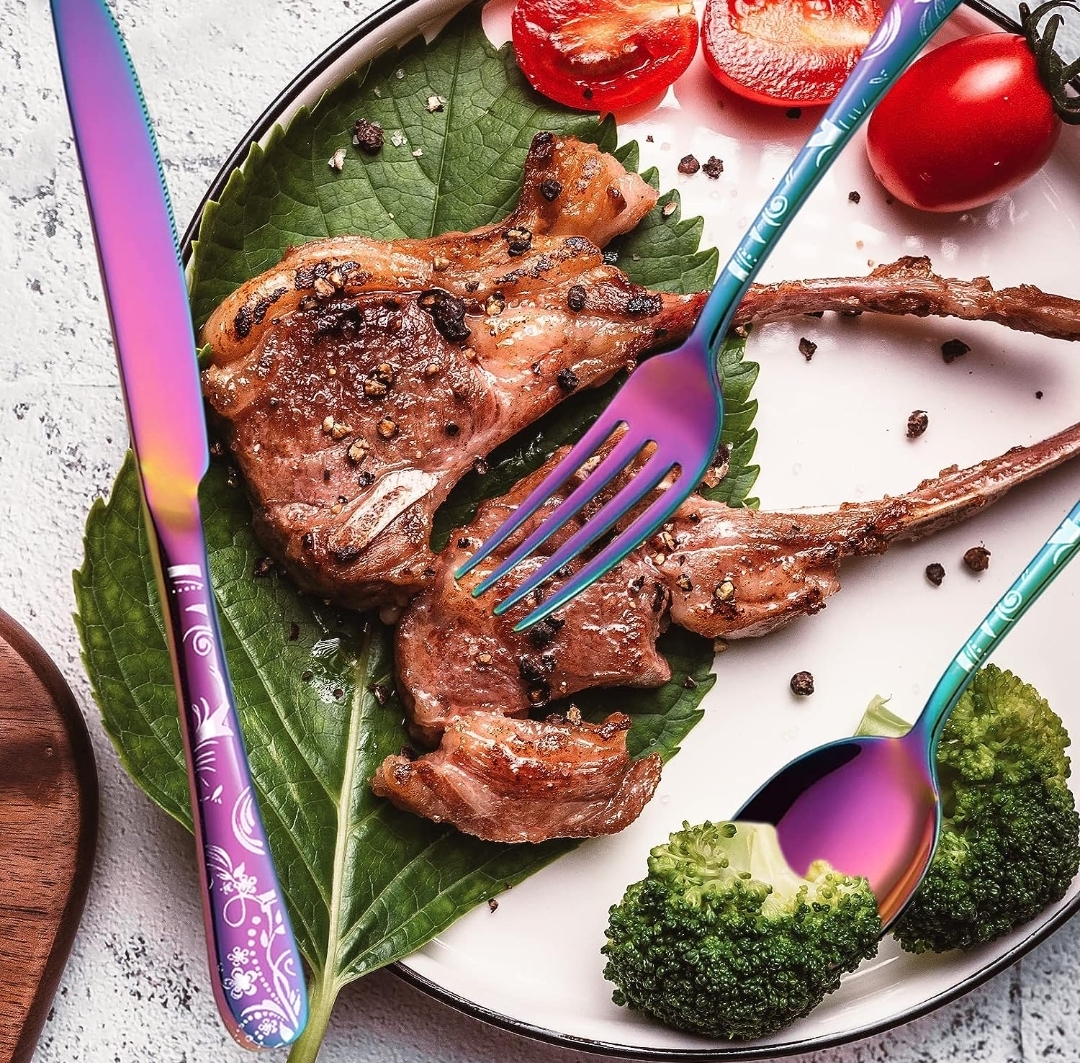 Juego de cubiertos tornasol con diseño 20 piezas 