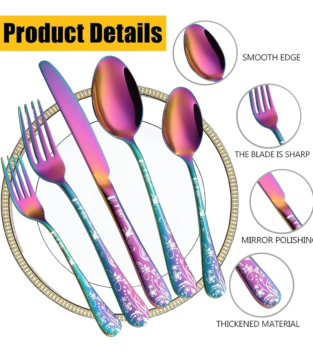 Juego de cubiertos tornasol con diseño 20 piezas 