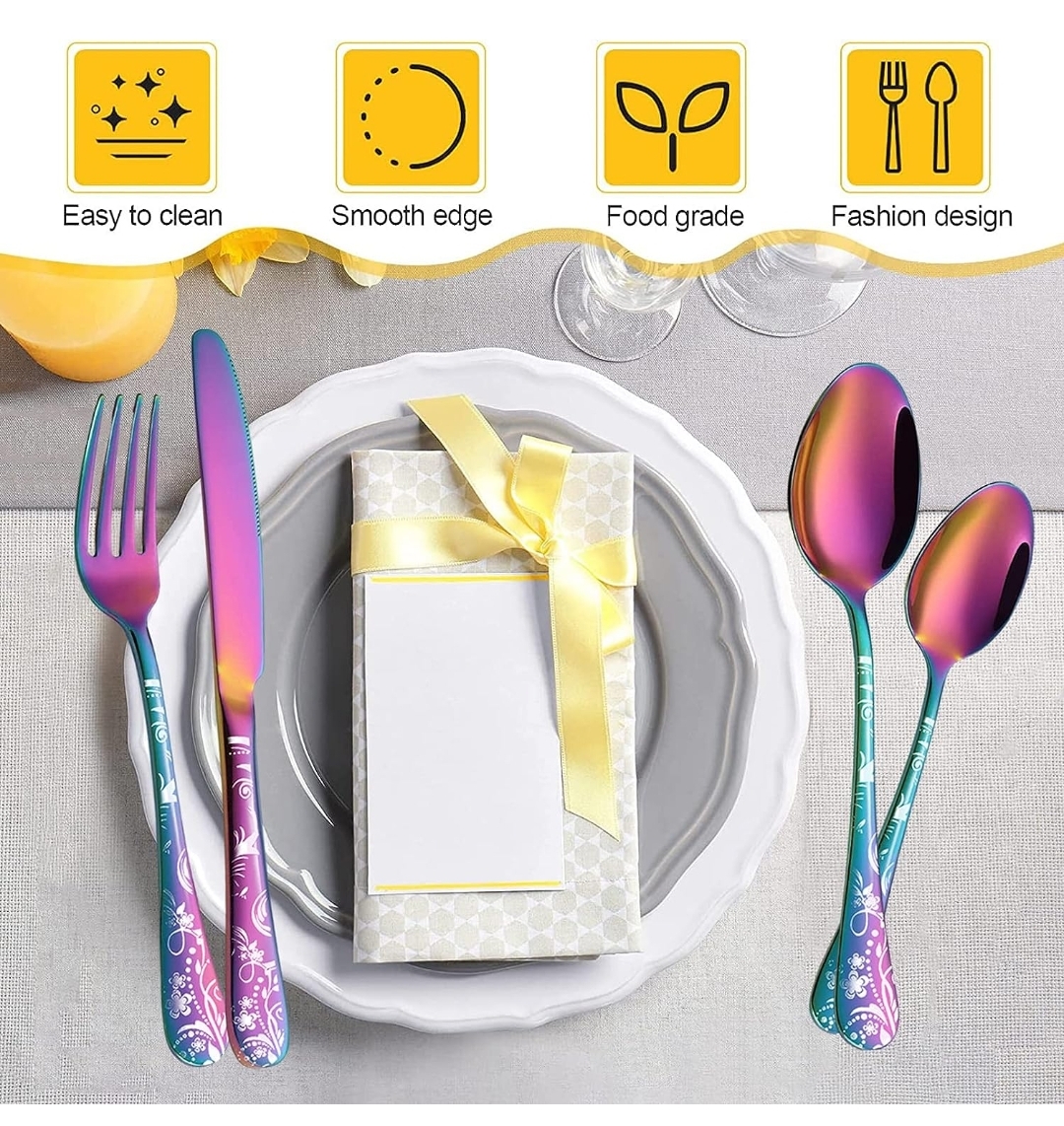 Juego de cubiertos tornasol con diseño 20 piezas 