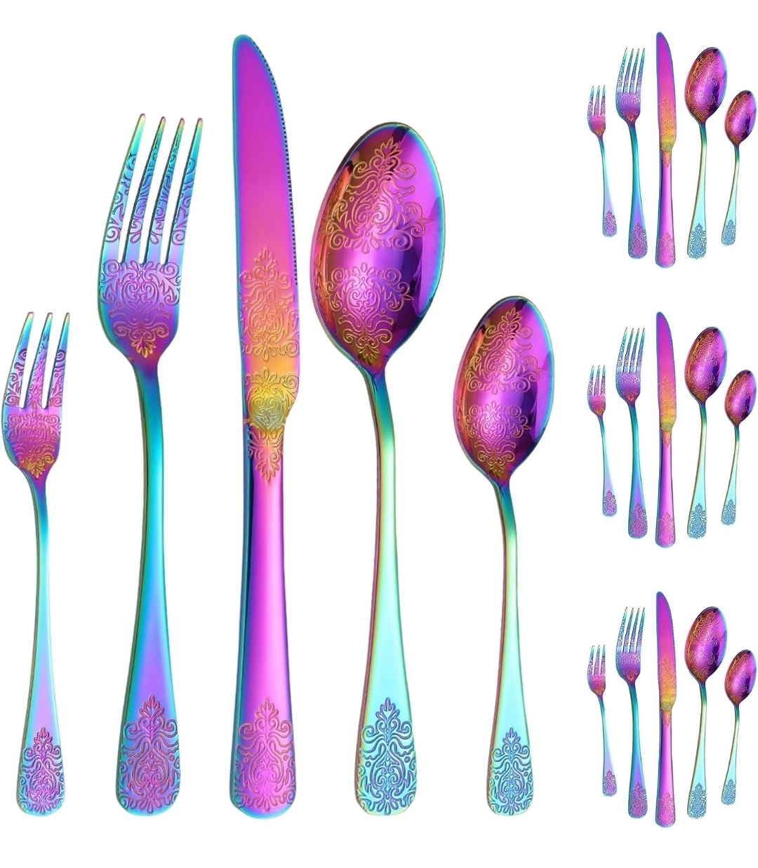 Juego de cubiertos tornasol con diseño 20 piezas 