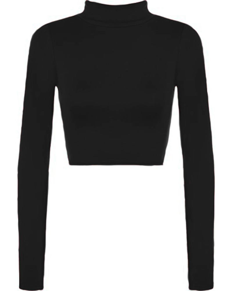 Blusa top de moda juvenil justa casual elegante mujer dama xally 14D cuello alto manga larga