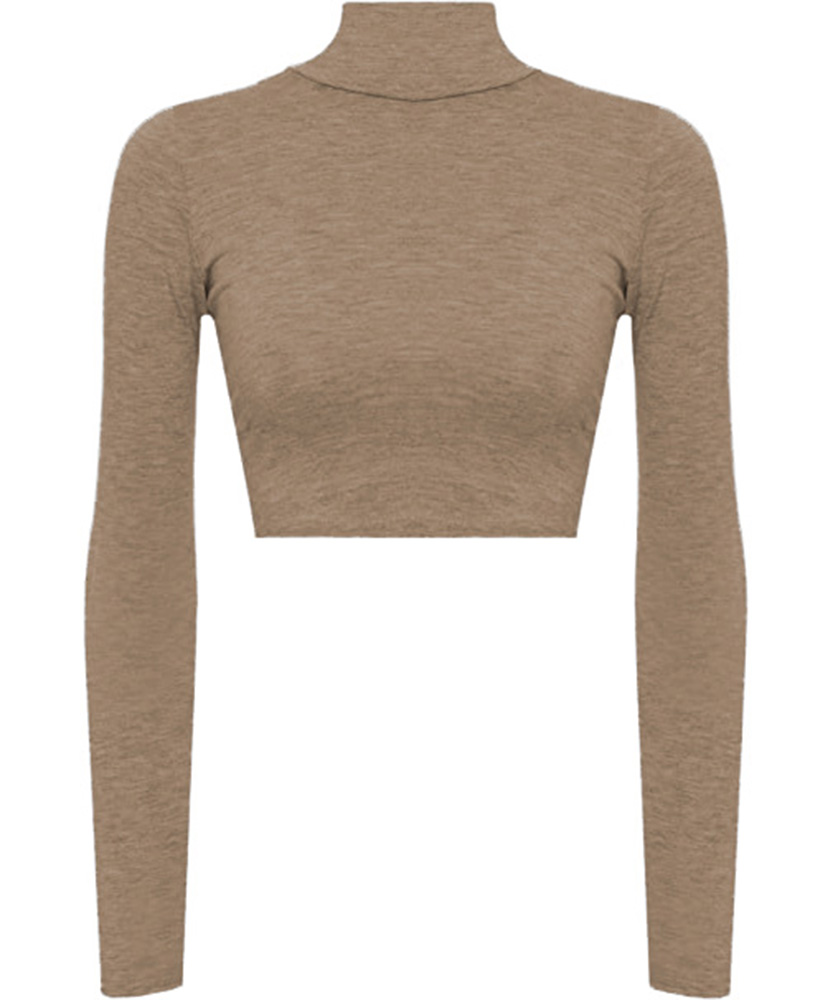 Blusa top de moda juvenil justa casual elegante mujer dama xally 14D cuello alto manga larga