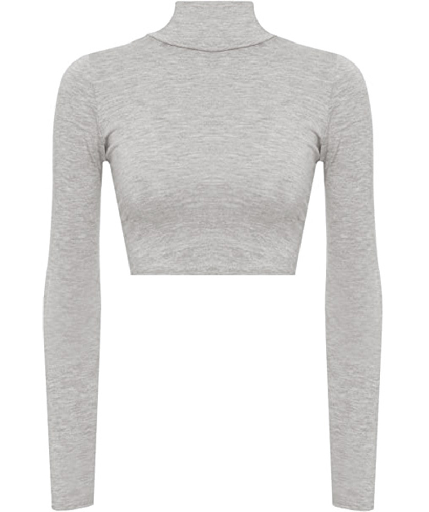 Blusa top de moda juvenil justa casual elegante mujer dama xally 14D cuello alto manga larga