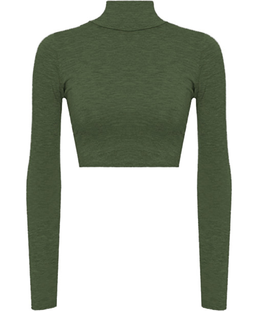 Blusa top de moda juvenil justa casual elegante mujer dama xally 14D cuello alto manga larga