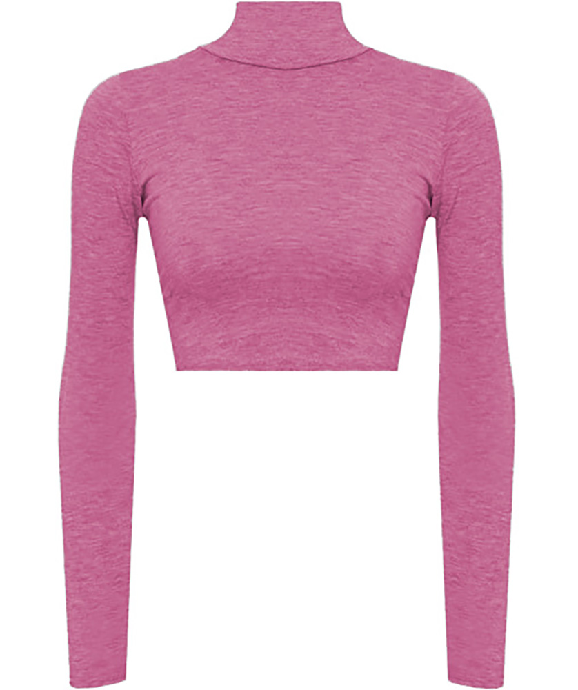 Blusa top de moda juvenil justa casual elegante mujer dama xally 14D cuello alto manga larga