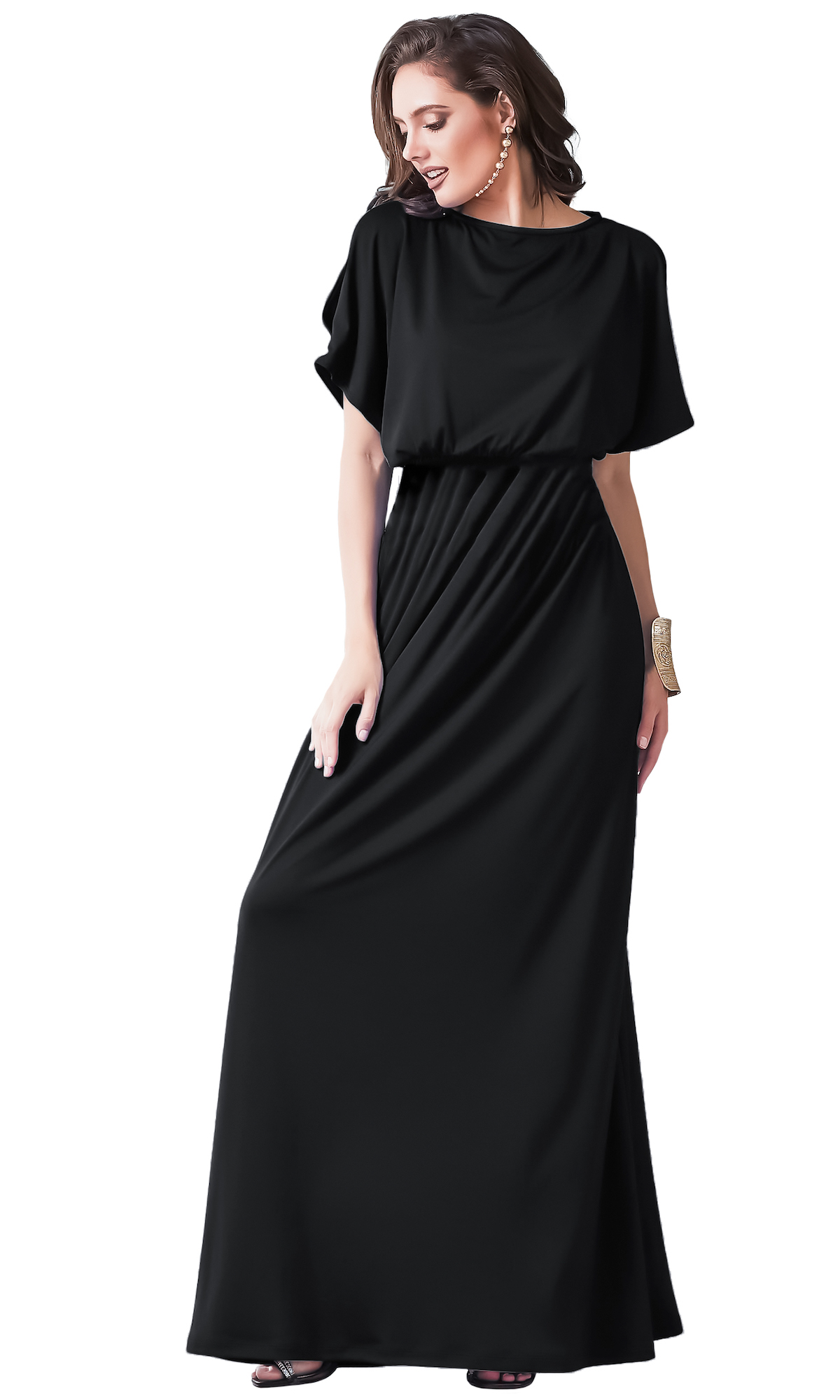 Vestido cintura alta casual playa ligero largo dama mujer xally 155 cuello redondo mangas cortas con aberturas