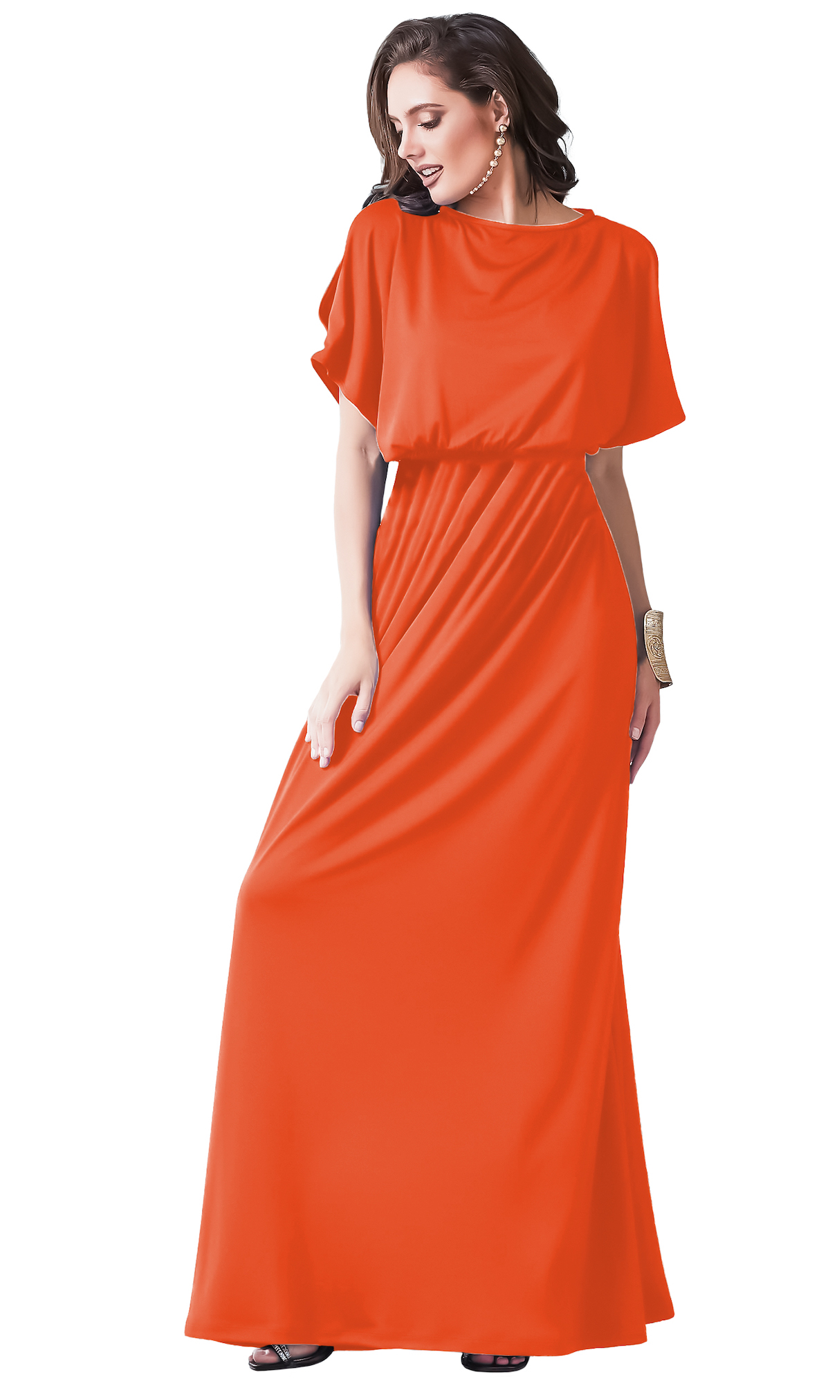 Vestido cintura alta casual playa ligero largo dama mujer xally 155 cuello redondo mangas cortas con aberturas