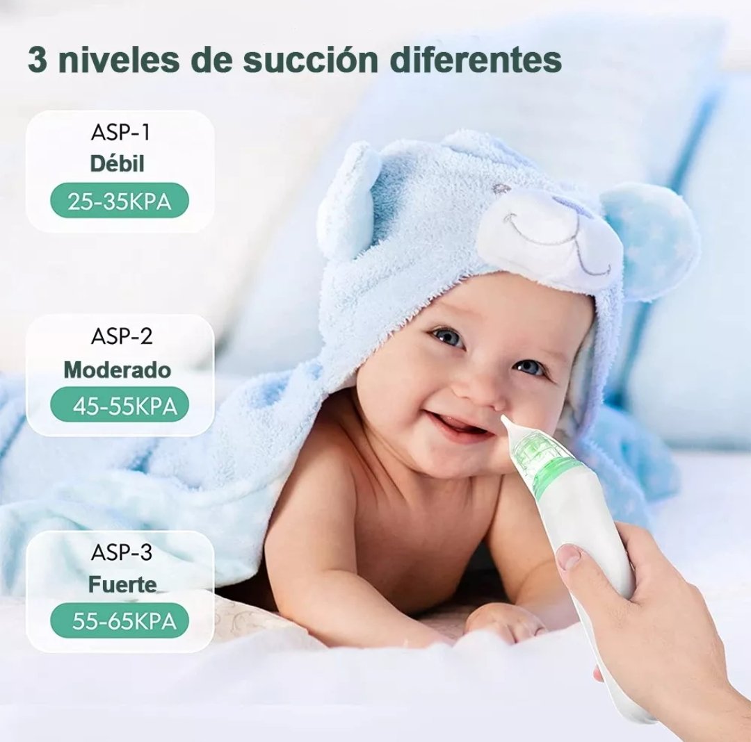 Aspirador nasal para chupón de nariz de bebé, succión eléctrica de nariz  para bebé con música relajante y luces coloridas, aspiradora recargable  para