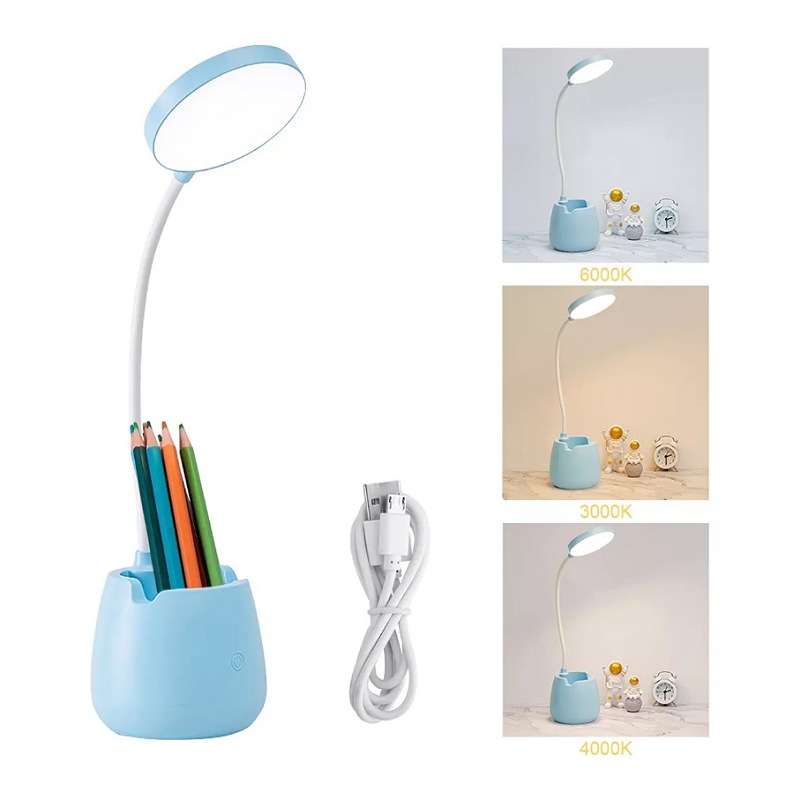 Lámpara Led De Escritorio Usb Recargable Con Portalapices