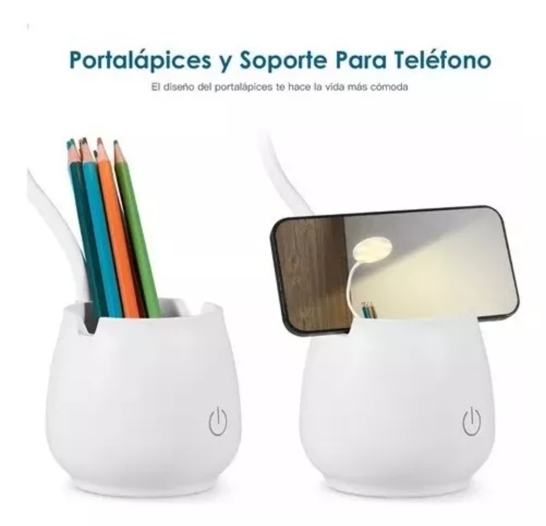 Lámpara Led De Escritorio Usb Recargable Con Portalapices