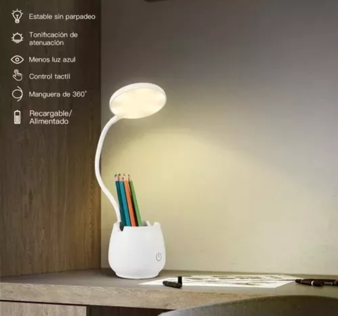 Lámpara Led De Escritorio Usb Recargable Con Portalapices