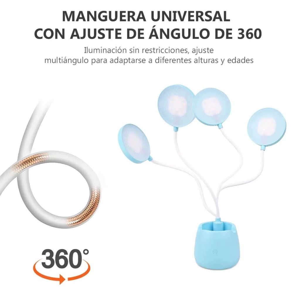 Lámpara Led De Escritorio Usb Recargable Con Portalapices