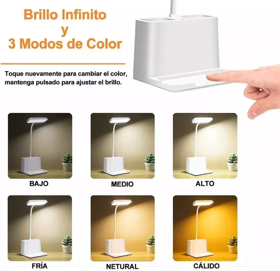 Lámpara De Escritorio Led Usb Recargable Con Portalapices