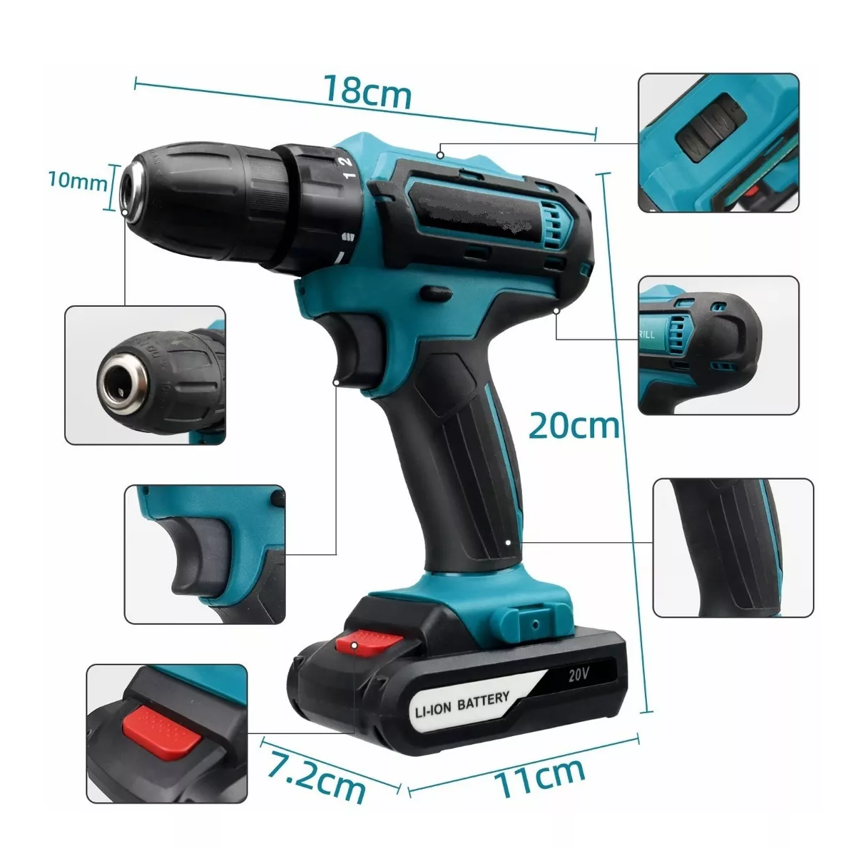 Kit Taladro Percutor Eléctrico Atornillador Inalámbrico 3en1