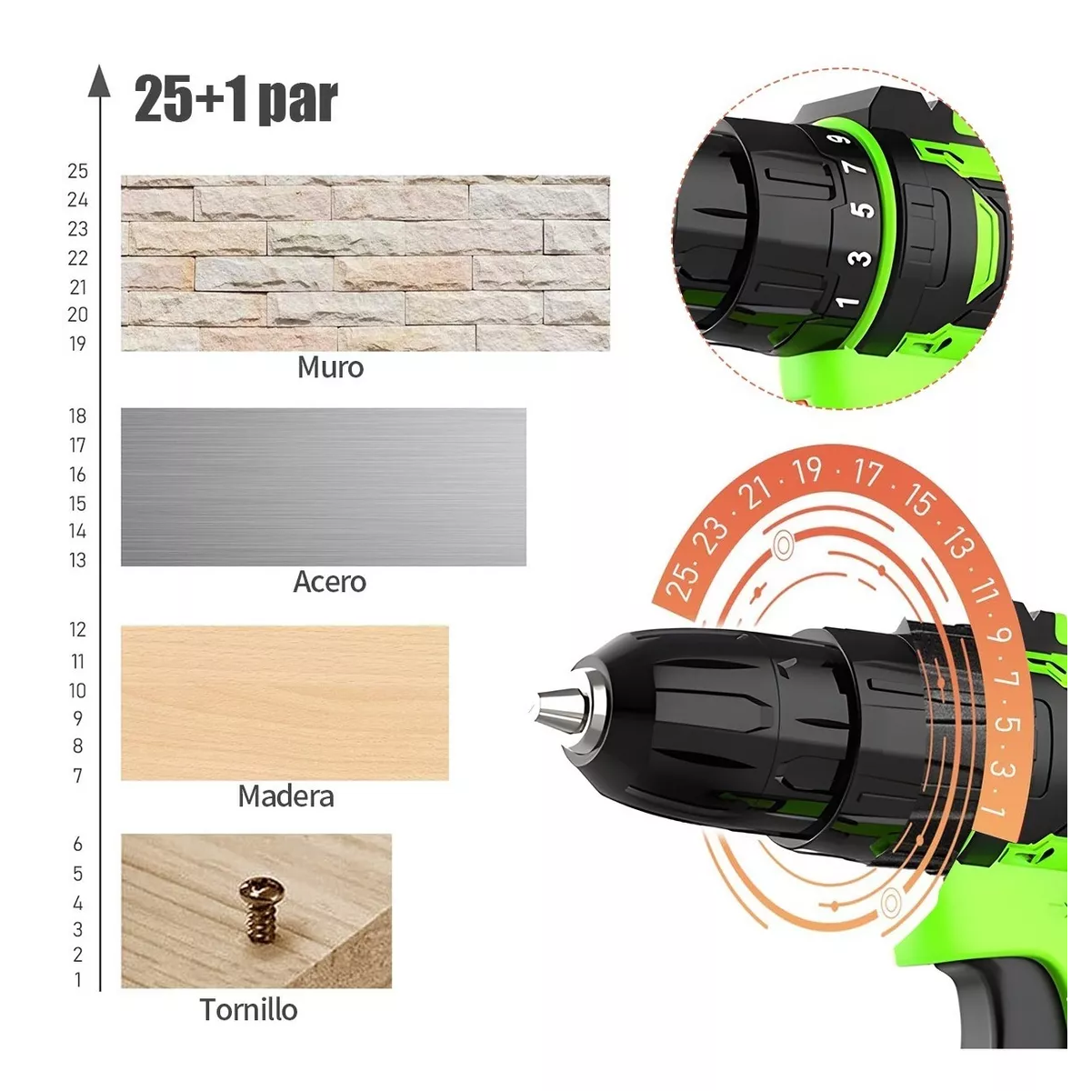Taladro Atornillador Eléctrico Inalámbrico C/2 Baterías 68vf