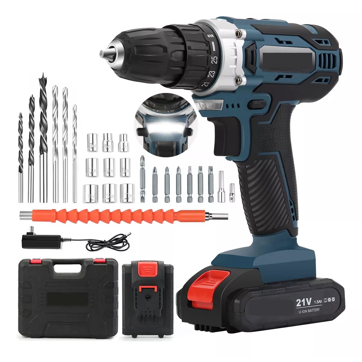 Kit Taladro Atornillador De Impacto Inalámbrico 24 Piezas