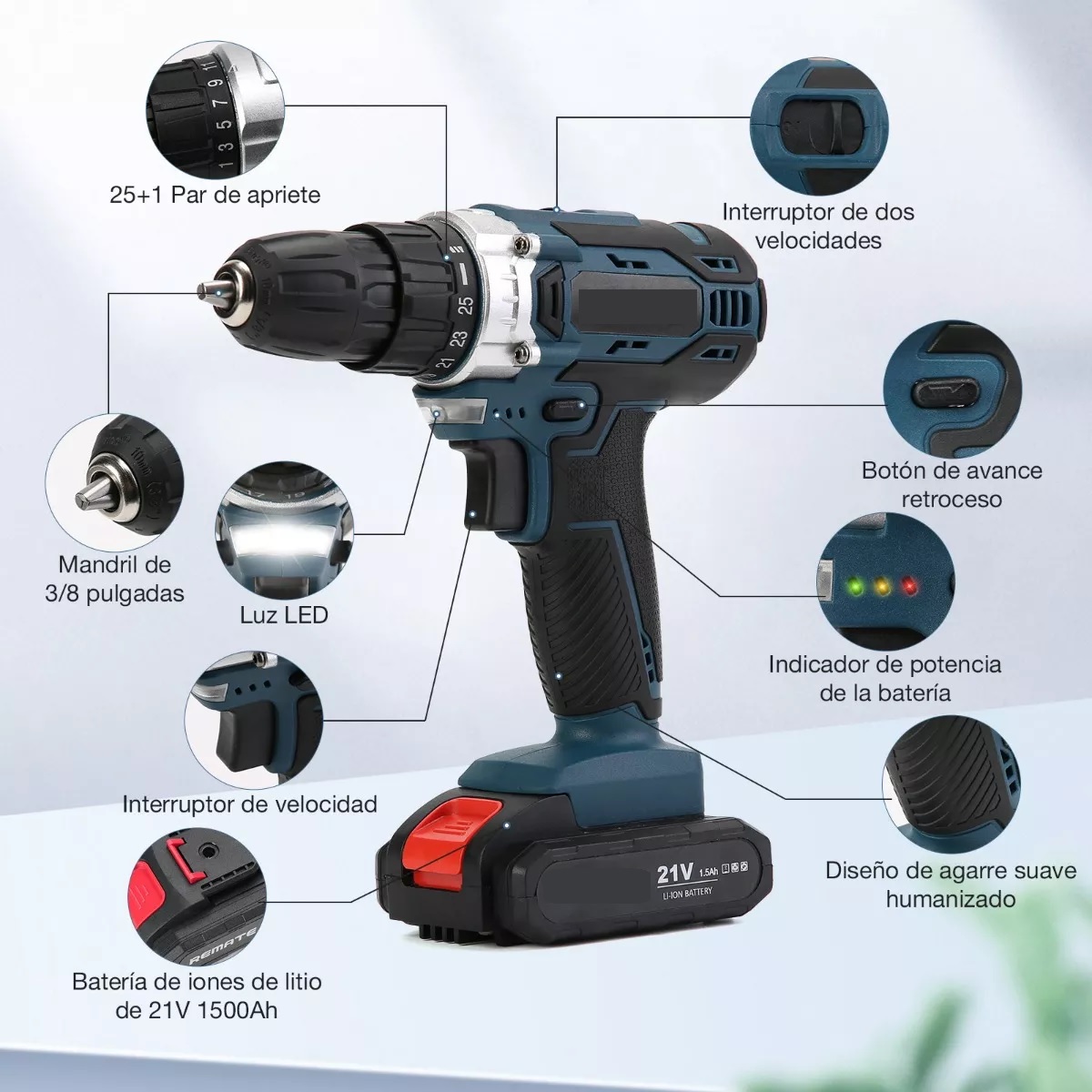 Kit Taladro Atornillador De Impacto Inalámbrico 24 Piezas