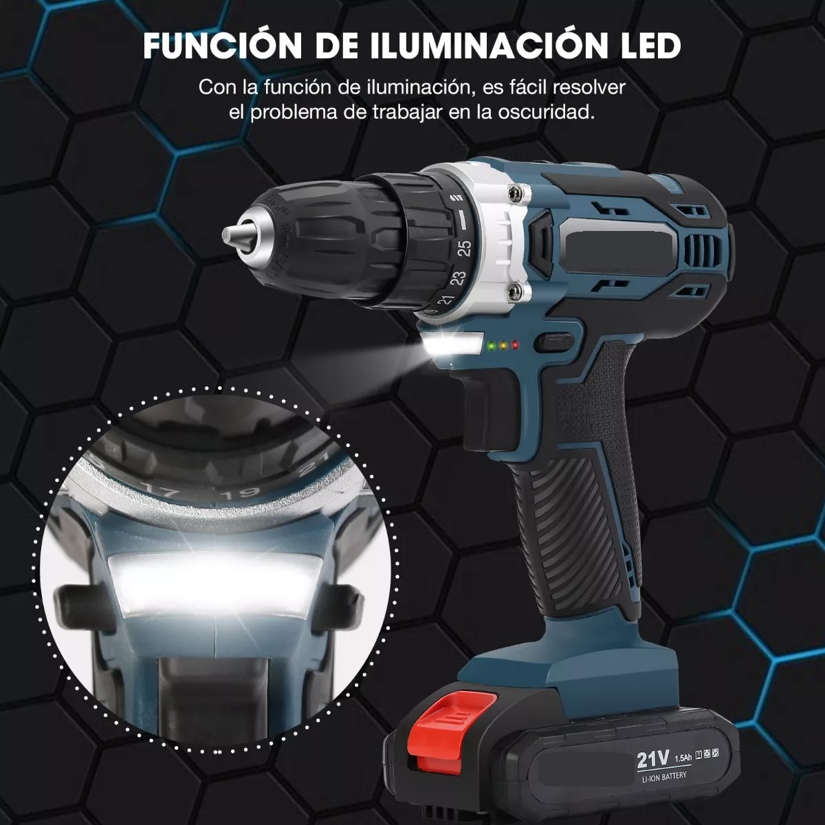 Kit Taladro Atornillador De Impacto Inalámbrico 24 Piezas