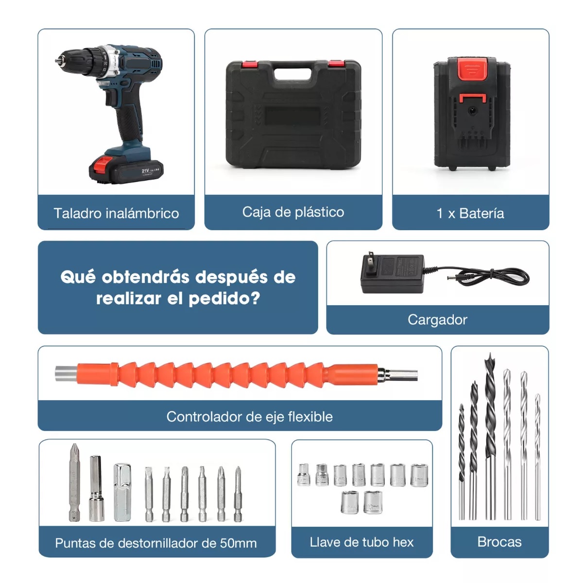 Kit Taladro Atornillador De Impacto Inalámbrico 24 Piezas
