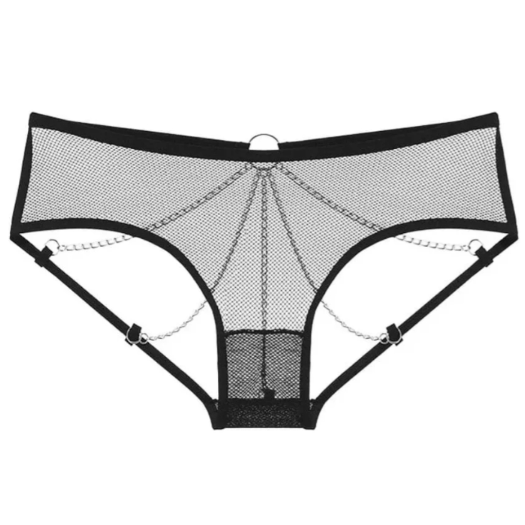 Tanga transparente sexy lencería con cadenas.