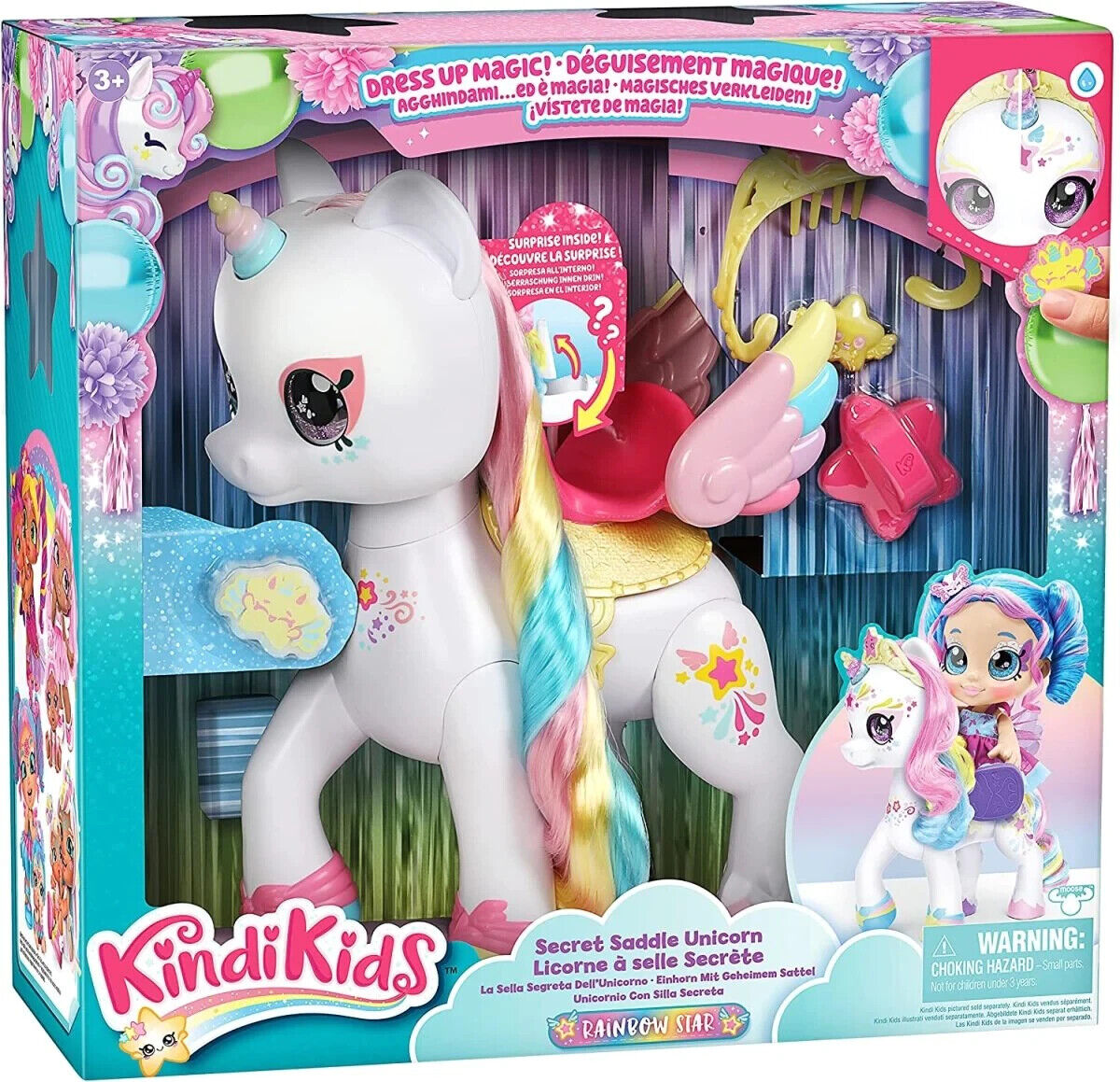 Unicornio Kindi Kids Rainbow Star con Silla de Montar Secreta