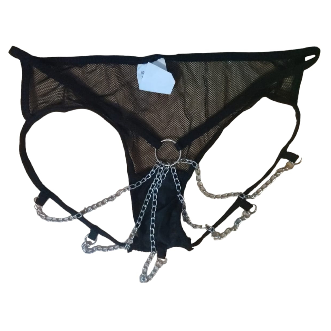Tanga transparente sexy lencería con cadenas.